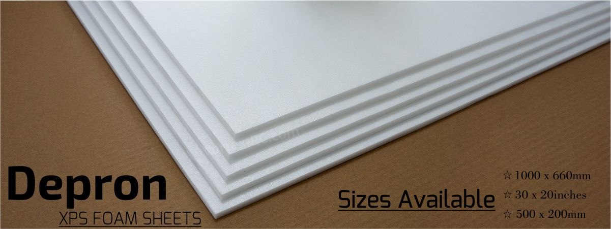 DEPRON Foam 5 mm x 700 mm x 490 mm Pack 4 en blanc côtelé 