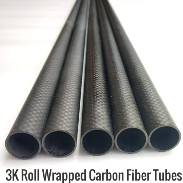 4pcs 25mm Pure 3K Carbon Fiber Round Tube 25x23x500mm 1mm Thickness 500mm Length