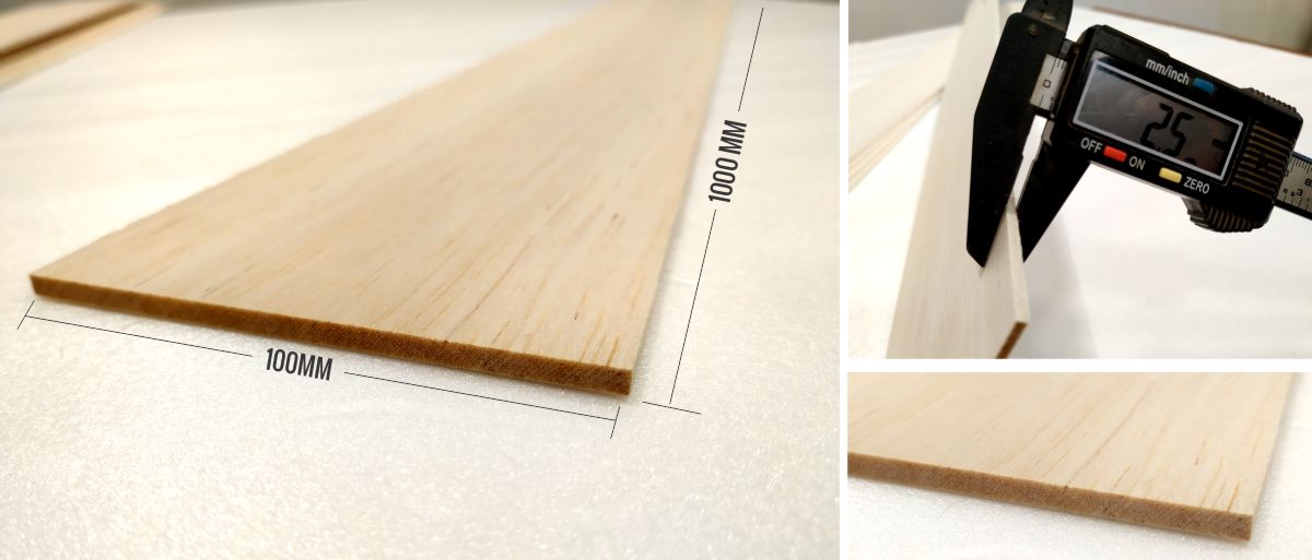 2.5mm 1000x100mm Balsa Sheets (3/32) - Vortex-RC