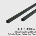 4x4x3x1000mm 3mm round inner hole Pultruded Square Carbon Fiber Tubes-rods
