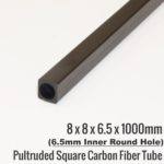 8x8x6.5x1000mm 6.5mm round inner hole Pultruded Square Carbon Fiber Tubes-rods-bar